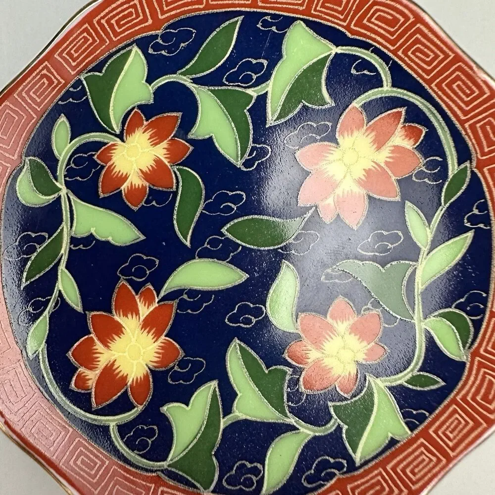Vintage 1981 Takahashi Kashmir 4” Trinket Ring Dish Hand Decorated Japan